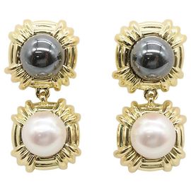 Orecchini a lobo in perle e ematite Tiffany & Co. Marrone Bianco D'oro