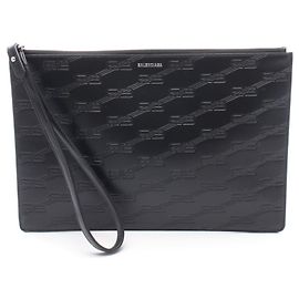 Borsa a mano Second Clutch BB Monogram di Balenciaga in pelle nera Nero