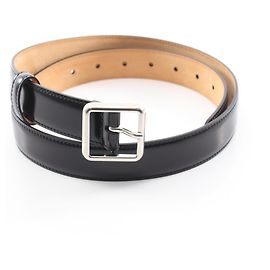 Balenciaga Silver Hardware Leather Belt for Women, Black Black