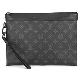 Louis Vuitton Monogram Eclipse Pochette To Go Clutch Bag Black Monogram