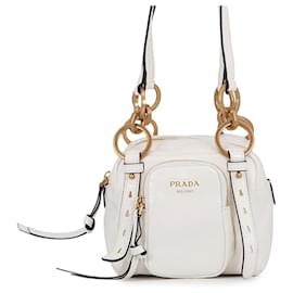 Prada Dunkle Mini Lederhandtasche Weiß