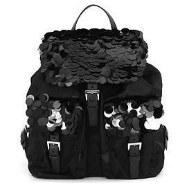 Sac à dos Prada Nylon avec sequins Noir
