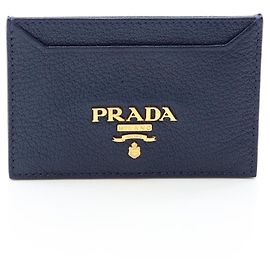 Prada MADRAS Pass Case Navy blue