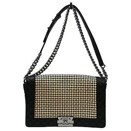 Chanel Reverso Boy Flap em couro de vitelo trançado Old Medium Preto