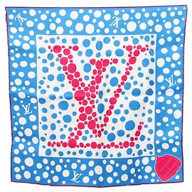 Sciarpa Louis Vuitton LV x YK Carre 45 Infinity Dot Blu Multicolore