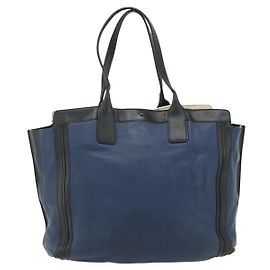 Chloé Borsa Tote Chloe Alice in pelle Medium Blu navy