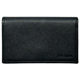 Prada Saffiano Visitenkartenetui Schwarz