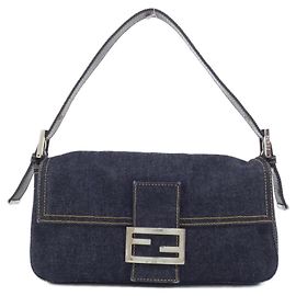 Borsa a tracolla Fendi Baguette 26424 Blu navy