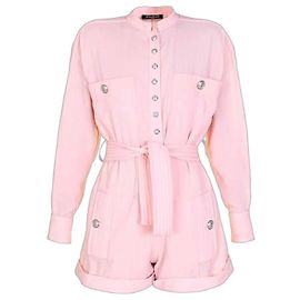 Balmain Combinaison courte en coton rose Rose