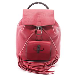 Gucci Bamboo Leather Backpack Red