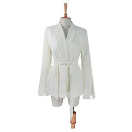 Free People White Linen Blend Belted Blazer White