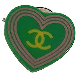 Pendientes de Corazón Chanel Rosa Dorado Verde