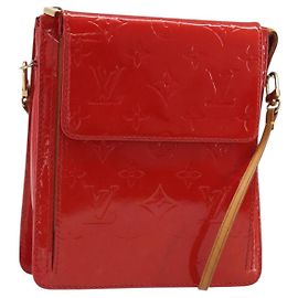 LOUIS VUITTON Monogram Vernis Motto Accessory Pouch Red M91137 LV Auth 188868 Red