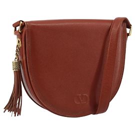VALENTINO Shoulder Bag Leather Brown Gold Auth bs35646A Brown Golden