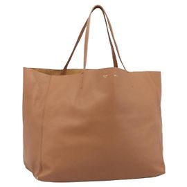Céline Sac Cabas Horizontal CELINE en cuir marron or Auth hk3801 Marron Doré