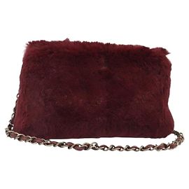 CHANEL Bolsa de Alça de Corrente de Pele Vermelha CC Auth BA13649V Vermelho