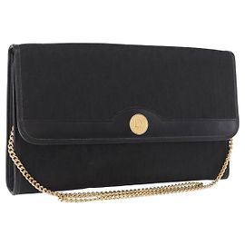 Borsa a Spalla Christian Dior Trotter Chain Black Gold Auth 187932V Nero D'oro