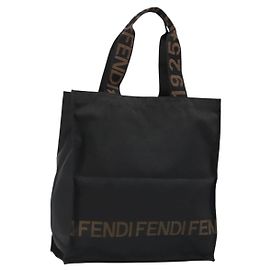 Bolsa FENDI em lona preto e dourado Auth 188494A Preto Dourado