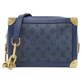 Borsa a tracolla Louis Vuitton Monogram Denim Soft Trunk Blu navy