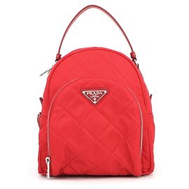 Prada Tessuto Impunto Quilted Triangle Backpack Red
