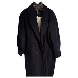 Max Mara Navy Blue Double-Breasted Wool Coat Navy blue