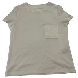 Camiseta Hermès de algodón blanco con bolsillo bordado Blanco