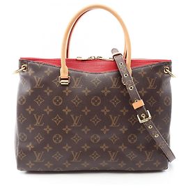 Bolsa 2-Way Louis Vuitton Pallas Marrom Vermelho Monograma