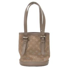 Sac seau petit en satin Monogram Louis Vuitton Beige