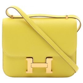 Hermès Bolsa de ombro Hermes Constance 3 Mini Dourado Amarelo