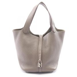 Hermès Bolsa Hermes Picotin Lock MM Bege Cinza