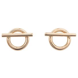 Hermès Pendientes de botón Finesse en oro rosa de 18K Hermes Dorado