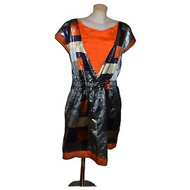 Vestido corto Karl Lagerfeld Multicolor Naranja Gris Azul oscuro