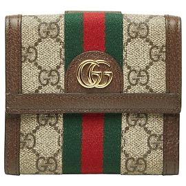Gucci GG Supreme Ophidia Bi-fold Wallet Brown Beige