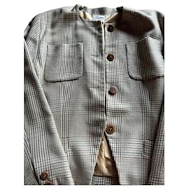 Céline CELINE Scottish Pattern Spencer or Short Jacket! Yellow Eggshell Bronze Lavender Light blue