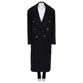 NWT Balmain Casaco de Lã e Cashmere Preto de Corte Reto Tam. 40/L usado Outro