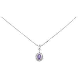 Autre Marque Au750 Saphir-Diamant-Halskette Silber