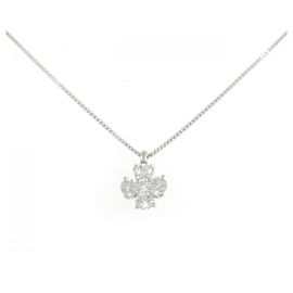 Autre Marque Colar de flor em platina e diamantes Prata