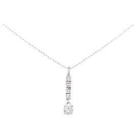 Autre Marque Pt900/Pt850 Diamant-Halskette Silber