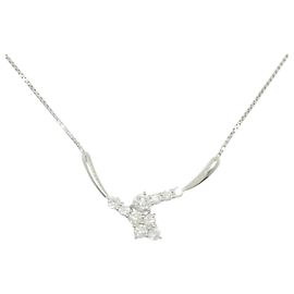 Autre Marque Diamant Halskette Pt900 Pt850 Silber