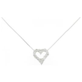 Autre Marque Collar de corazón de diamantes en oro blanco Au750 Plata