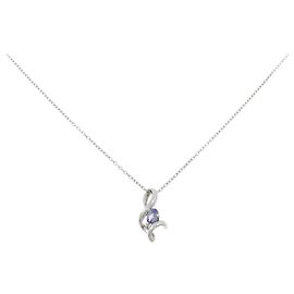 Autre Marque Pt900/Pt850 Tanzanite Platinum Necklace Silvery