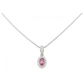 Autre Marque Collana in Spinello e Diamante Pt950/Pt850 Argento