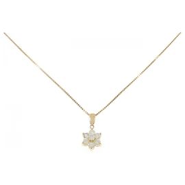Autre Marque Collier Fleur en Diamants Au750 Doré