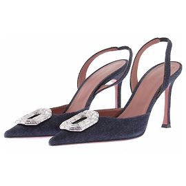 Décolleté slingback Amina Muaddi in denim blu Taglia 40 Blu
