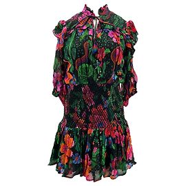 Robe longue à fleurs en coton noir Farm Rio Noir