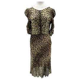 Vestido de seda Isabel Marant con estampado de leopardo marrón Castaño