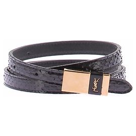 Saint Laurent Ceintures embossée serpent Noir