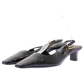 Tod's Black Leather Slingback Heels Size 40 Black