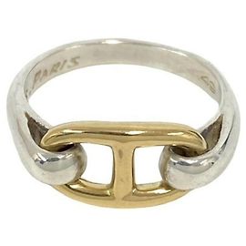 Hermès Anello Chaine d'Ancre HERMES Argento D'oro