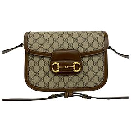 Bolsa de ombro Gucci Horsebit 1955 GG Supreme em couro Marrom